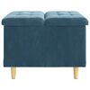 vidaXL Tabouret bouton avec coussin Bleu 60 x 60 x 45 cm Velours