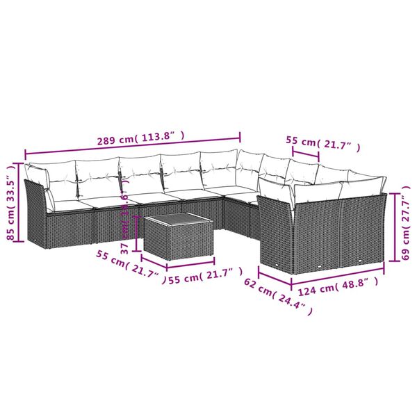 vidaXL Salon de jardin 11 pcs avec coussins beige r&eacute;sine tress&eacute;e
