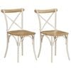 vidaXL Chaises &agrave; dossier crois&eacute; lot de 2 blanc bois de manguier solide