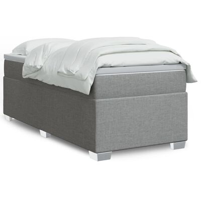 vidaXL Sommier à lattes de lit avec matelas Gris clair 90x200 cm Tissu