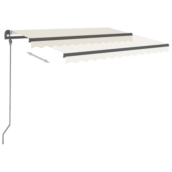 vidaXL Auvent manuel r&eacute;tractable avec poteaux 3,5x2,5 m Cr&egrave;me