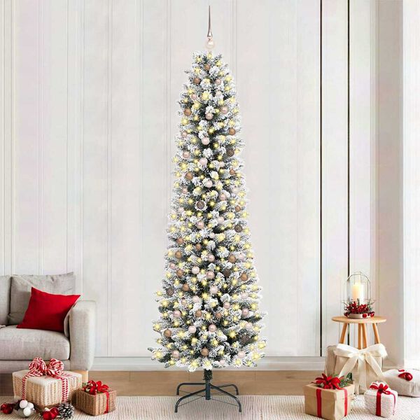 vidaXL Sapin de No&euml;l artificiel Blanc 240 cm PVC, m&eacute;tal et plastique