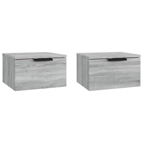 vidaXL Tables de chevet murales 2 pcs Sonoma gris 34x30x20 cm