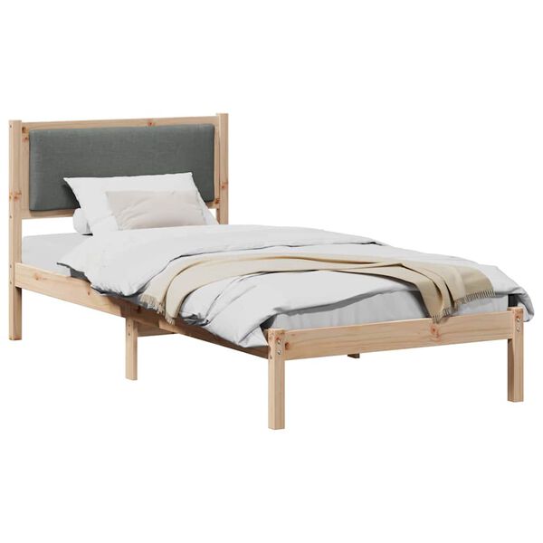 vidaXL Cadre de lit avec t&ecirc;te de lit Gris fonc&eacute; 90 x 190 cm Pin massif