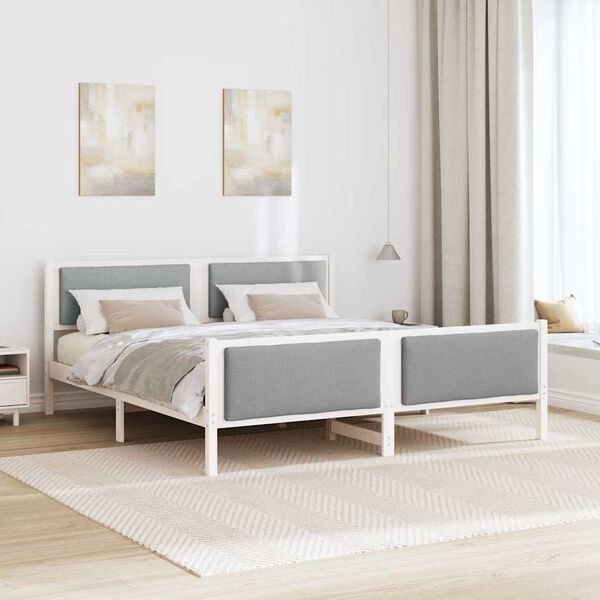 vidaXL Cadre de lit avec t&ecirc;te de lit Gris clair 180 x 200 cm tissu