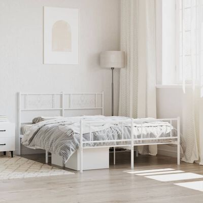 vidaXL Cadre de lit métal sans matelas et pied de lit blanc 120x200 cm