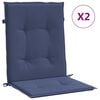 vidaXL Coussins de chaise &agrave; dossier bas lot de 2 bleu marine tissu