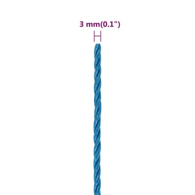 vidaXL Corde de travail Bleu 3 mm 25 m Polypropylène