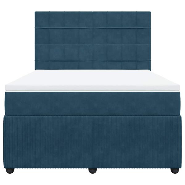 vidaXL Sommier &agrave; lattes de lit et matelas Bleu fonc&eacute; 140x190cm Velours