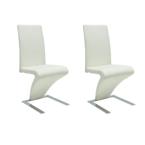 vidaXL Chaises &agrave; manger lot de 2 blanc similicuir