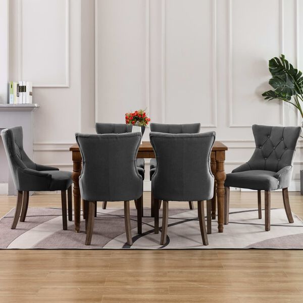 vidaXL Chaises &agrave; manger lot de 6 gris tissu