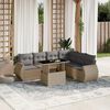 vidaXL Salon de jardin avec coussins 7 pcs beige r&eacute;sine tress&eacute;e