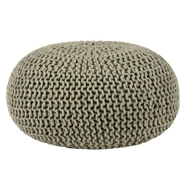LABEL51 Pouf tricot&eacute; Coton L Vert olive
