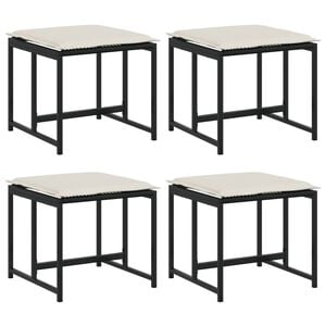 vidaXL Tabourets de jardin avec coussins lot de 4 noir r&eacute;sine tress&eacute;e