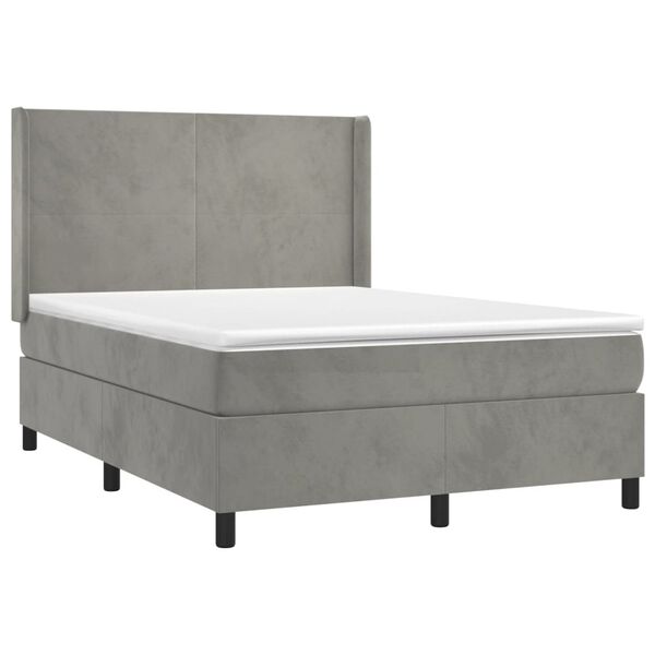 vidaXL Sommier &agrave; lattes de lit matelas et LED Gris clair 140x200 cm