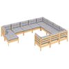 vidaXL Salon de jardin 11 pcs avec coussins gris bois de pin
