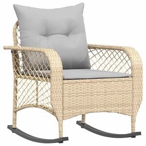 vidaXL Chaise &agrave; bascule de jardin avec coussins beige r&eacute;sine tress&eacute;e
