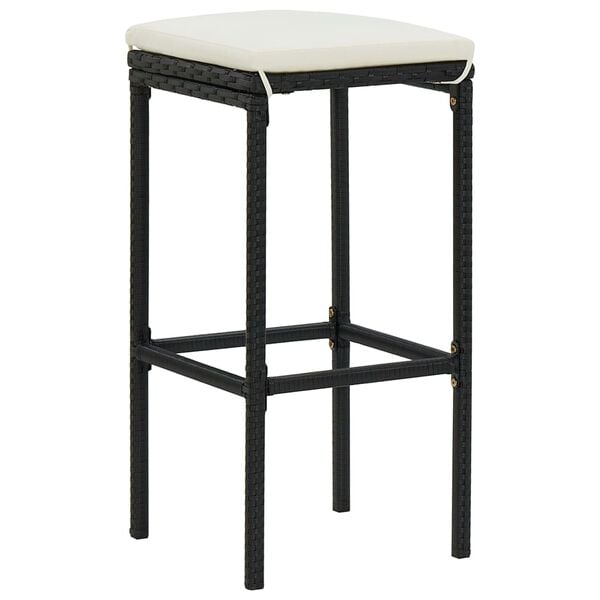 vidaXL Tabourets de bar avec coussins lot de 6 noir r&eacute;sine tress&eacute;e