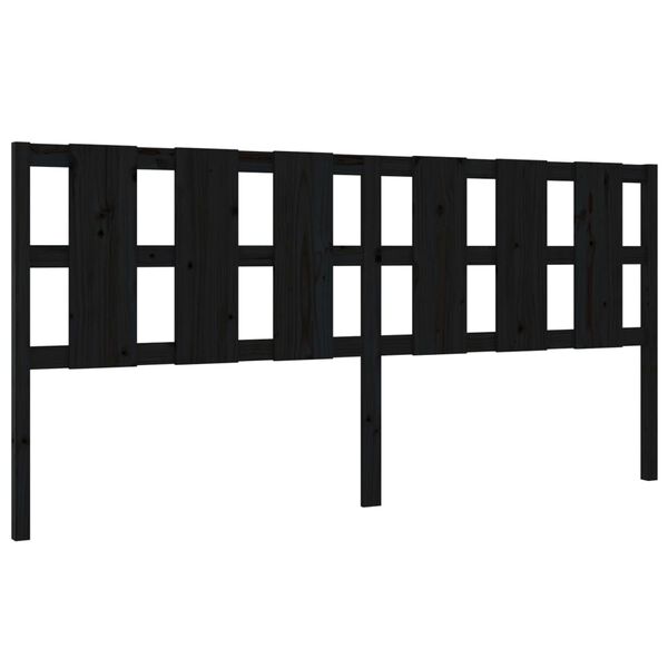 vidaXL T&ecirc;te de lit Noir 205,5x4x100 cm Bois massif de pin