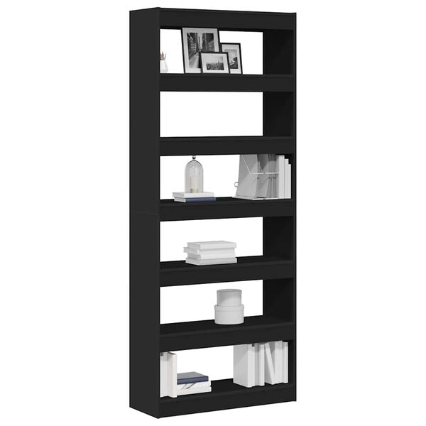 vidaXL Biblioth&egrave;que Noir 80 x 30 x 198 cm Bois d'ing&eacute;nierie