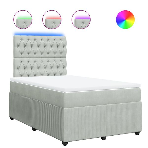 vidaXL Sommier &agrave; lattes de lit et matelas gris clair 120x190cm velours