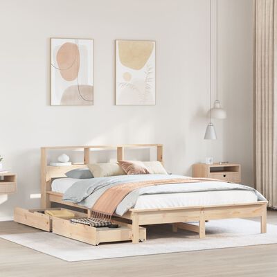 vidaXL Lit bibliothèque sans matelas 140x190 cm bois de pin massif