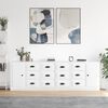 vidaXL Buffets 3 pcs blanc brillant bois d'ing&eacute;nierie