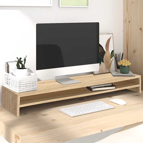 vidaXL Support de moniteur Ch&ecirc;ne Sonoma 100 x 24 x 13 cm Agglom&eacute;r&eacute;