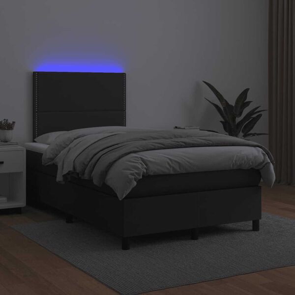vidaXL Sommier à lattes de lit matelas LED noir 120x190 cm similicuir