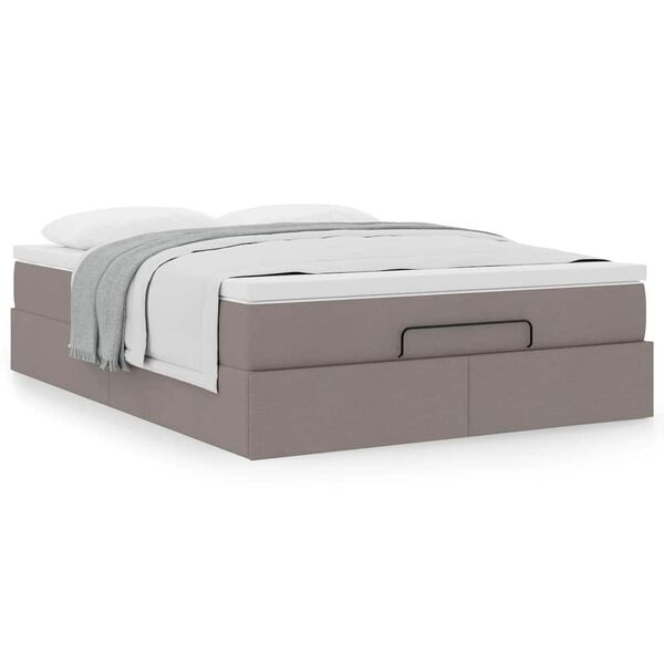 VidaXL Cadre de lit ottoman avec matelas taupe 140x190 cm tissu