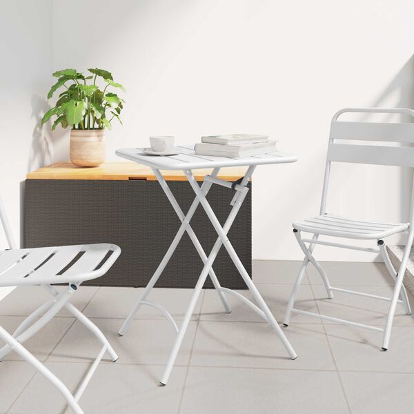 vidaXL Table bistrot Blanc 55 x 55 x 72,5 cm Acier rev&ecirc;tu de poudre