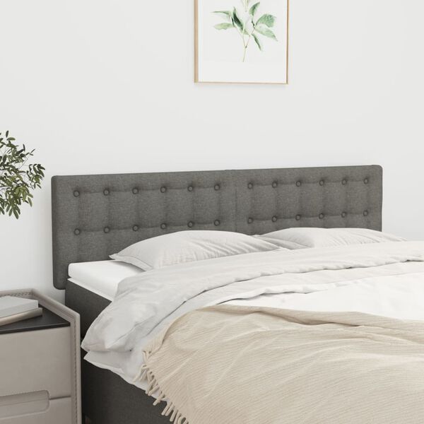vidaXL T&ecirc;tes de lit 2 pcs Gris fonc&eacute; 72x5x78/88 cm Tissu