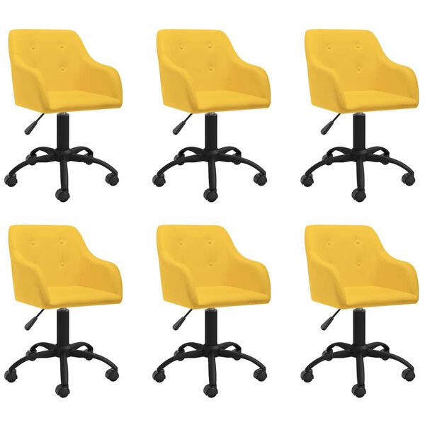 vidaXL Chaises pivotantes &agrave; manger lot de 6 jaune tissu