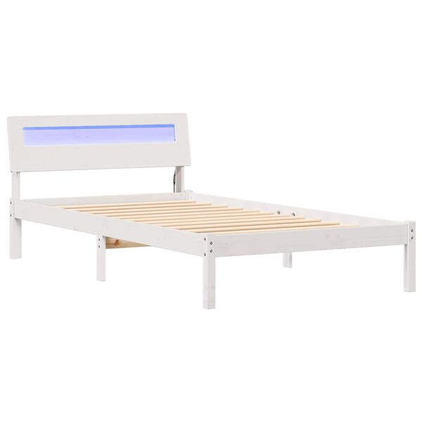 vidaXL Cadre de lit avec t&ecirc;te de lit Blanc 100 x 200 cm Pin massif