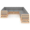 vidaXL Salon de jardin 10 pcs avec coussins Bois de pin massif
