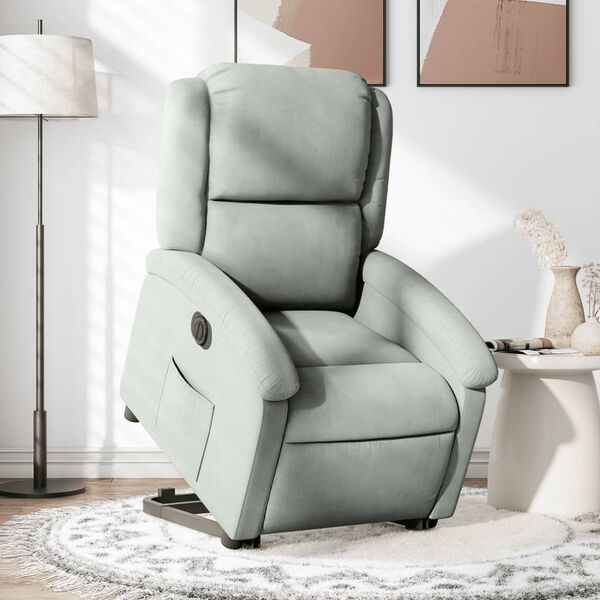 vidaXL Fauteuil inclinable &eacute;lectrique gris clair velours