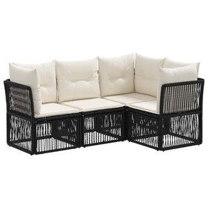 vidaXL Ensemble de canap&eacute; de jardin 4 pc Noir polyrotin