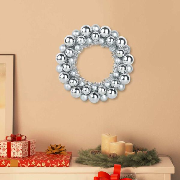 vidaXL Couronnes de Boules de No&euml;l 2 pcs Argent 33 x 33 x 7 cm