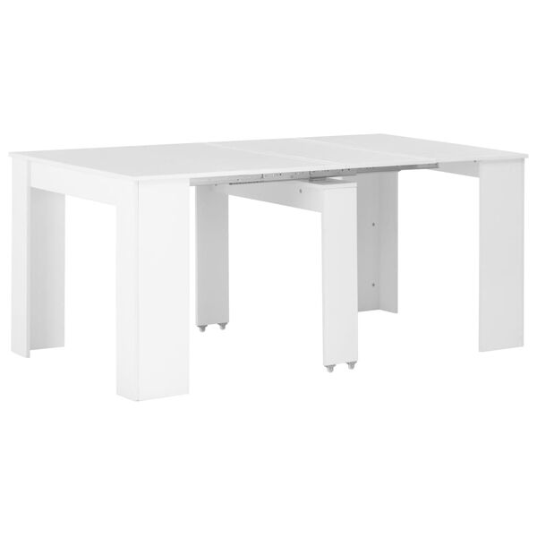 vidaXL Table &agrave; manger extensible Blanc brillant 175x90x75 cm
