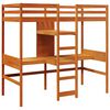 vidaXL Lit mezzanine avec bureau et &eacute;tag&egrave;res brun cire 90x200 cm pin
