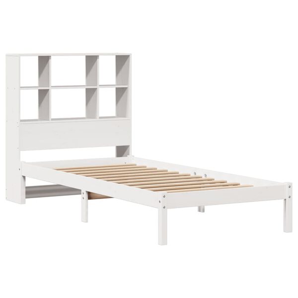 vidaXL Lit biblioth&egrave;que sans matelas blanc 90x200cm bois de pin massif