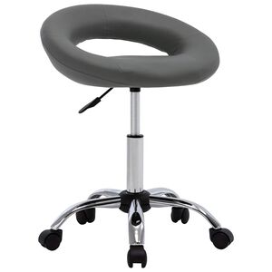 vidaXL Chaise de travail roulante Gris Similicuir