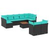 vidaXL Salon de jardin 10 pcs avec coussins noir r&eacute;sine tress&eacute;e