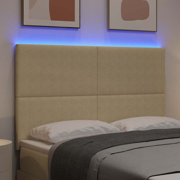 vidaXL T&ecirc;te de lit LED avec des lumi&egrave;res &agrave; LED Vert gris 144 cm tissu