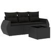 vidaXL Salon de jardin 4 pcs avec coussins noir r&eacute;sine tress&eacute;e