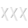 vidaXL Pieds de table &agrave; manger en forme de X, 3 pi&egrave;ces, blanc, 90 x (72-73) cm, acier