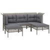 vidaXL Salon de jardin 5 pcs avec coussins Gris R&eacute;sine tress&eacute;e