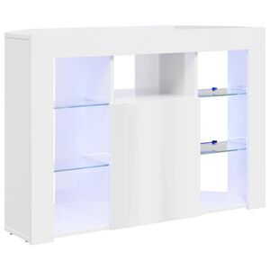 vidaXL Meuble TV LED d'Angle 100x40x68cm Blanc brillant