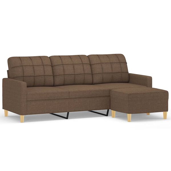 vidaXL Canap&eacute; &agrave; 3 places avec repose-pieds Marron 180 cm Tissu