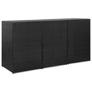 vidaXL Abri pour poubelle triple Noir 229x78x120 cm R&eacute;sine tress&eacute;e